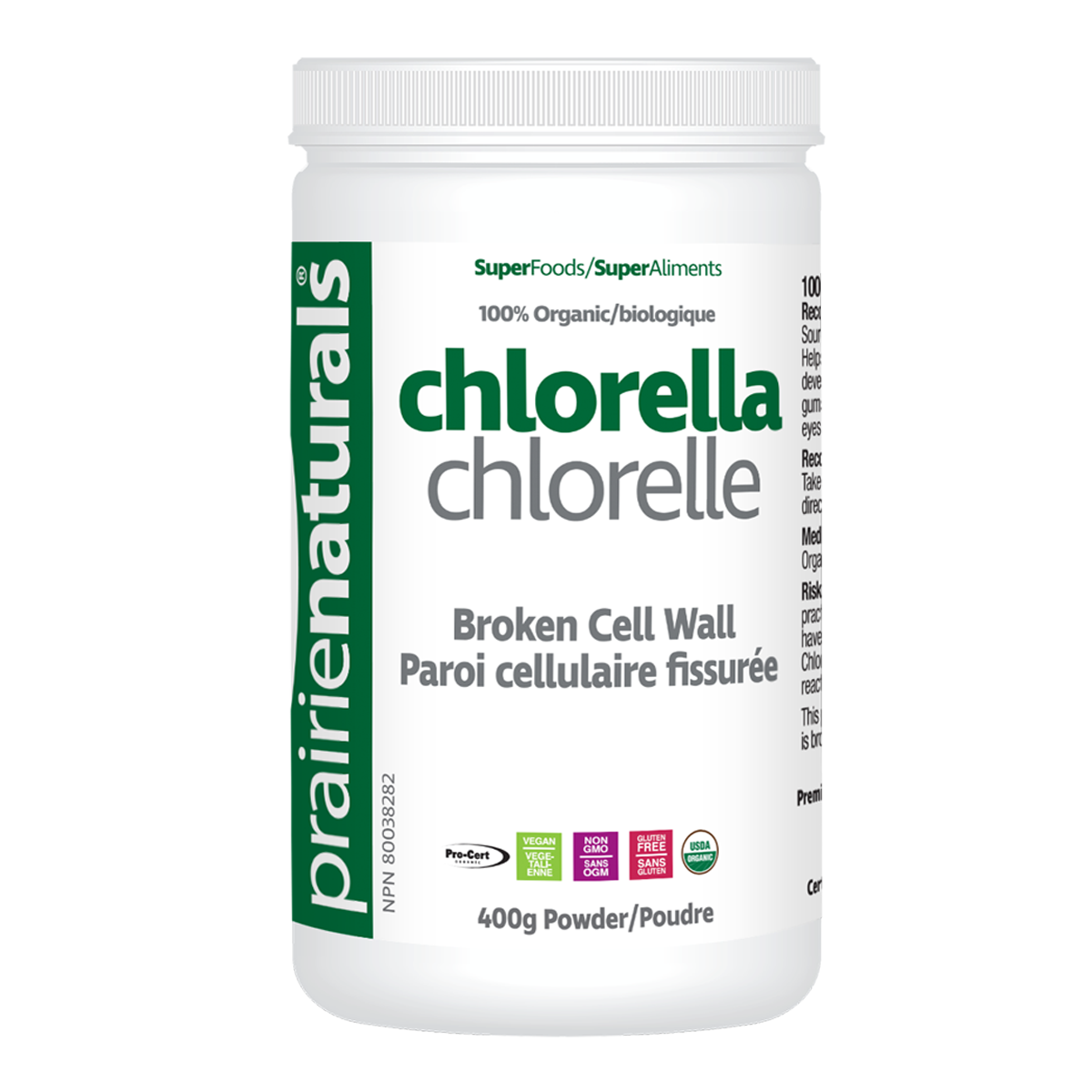 Prairie Naturals Chlorella Powder (400g) - Lifestyle Markets